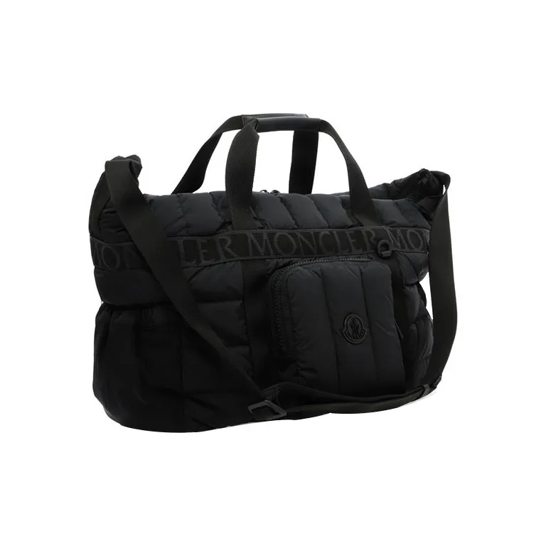 Moncler Calfskin Trim Handbag Shoulder Bag Crossbody Bag Travel Bag Large Size Men's Black-2