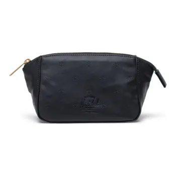 Herschel Litchi Grain Vegan Leather Makeup Bag Small Size Unisex Black