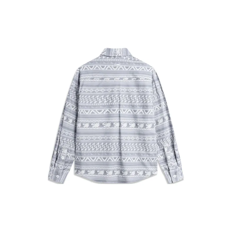 LiNing Sports Life Collection Shirt Men's Sichuan Stone Grey All Over Print-1