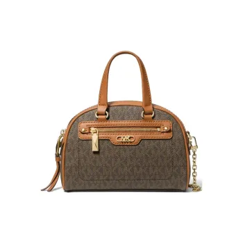 MICHAEL KORS Artificial Leather With Cow Leather Bowling Bag, Handbag, Shoulder Bag, Crossbody Bag Women's Dark Brown