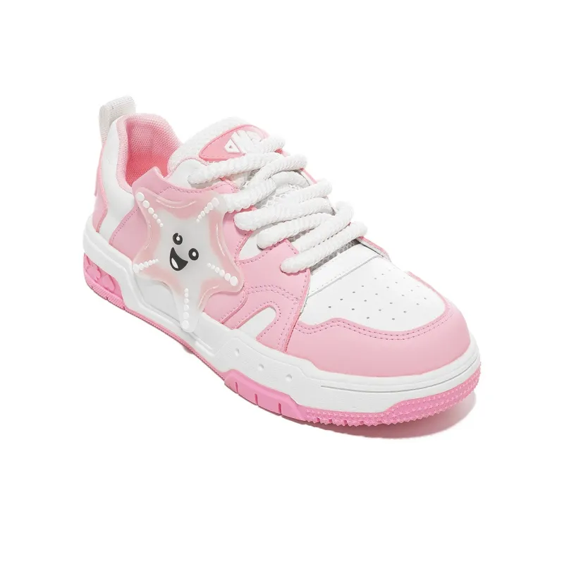 OMS Skateboard Shoes Women's Low Top Black/Pink/Beige-9