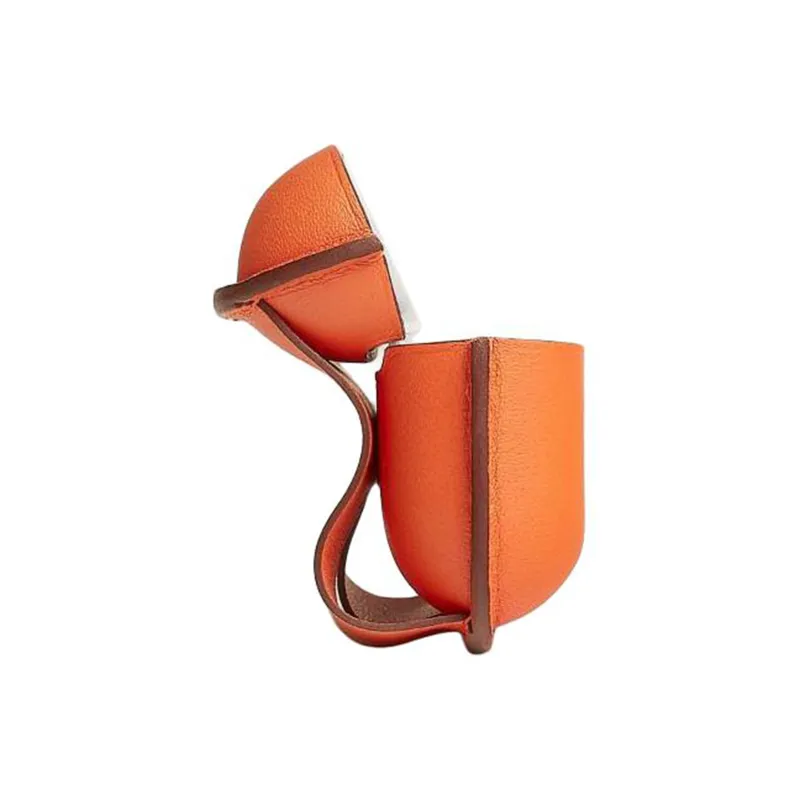 HERMES Swift Leather AirPods Pro Protective Case Earphone Case Unisex Orange-4