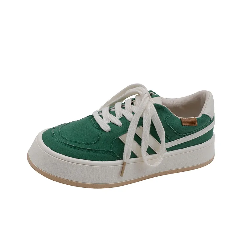 MINGKUANG Canvas Shoes Women's Low Top Pink/Green/White/Red-8