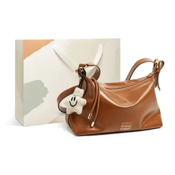 15 MINS Synthetic Leather Shoulder Bag Crossbody Bag Medium Size Women's Macaron Beige/Midnight Black/Ecru