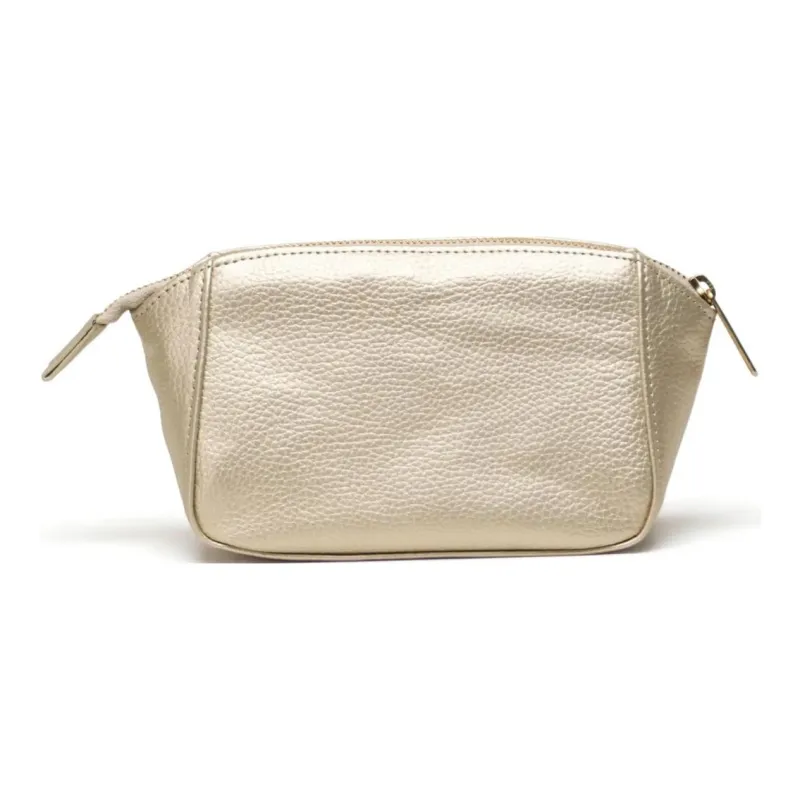 Herschel Litchi Grain Vegan Leather Makeup Bag Small Size Unisex Gold-2