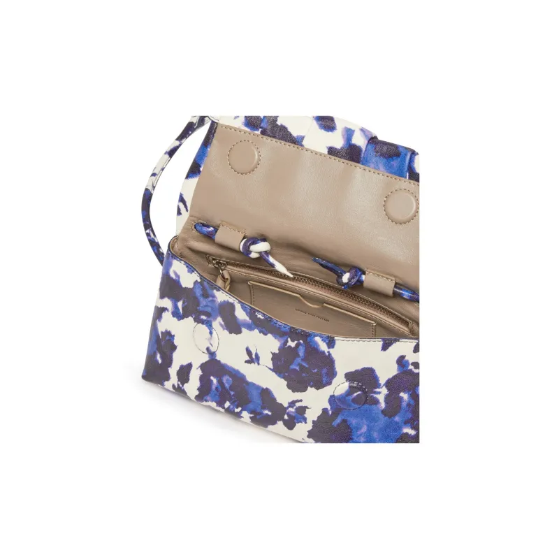 DRIES VAN NOTEN Leather Crossbody Bag Shoulder Bag Women's Dark Blue & White-5