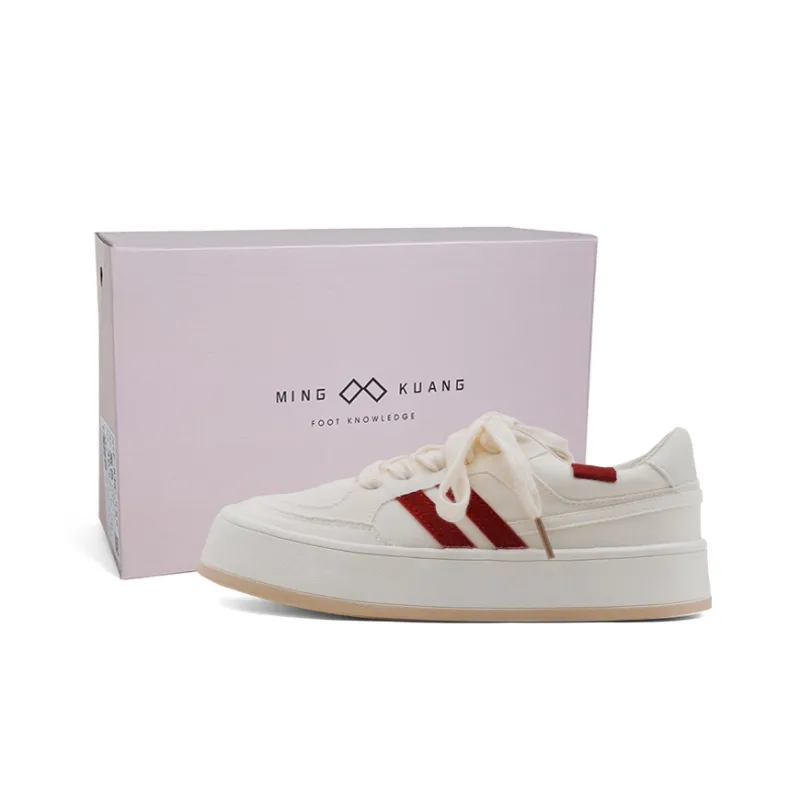 MINGKUANG Canvas Shoes Women's Low Top Pink/Green/White/Red-14