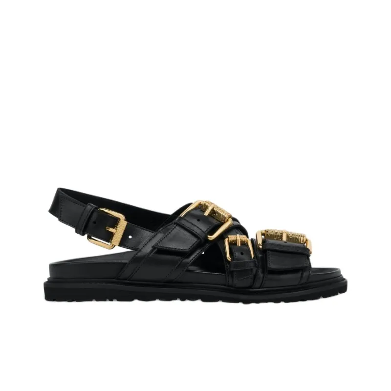 MOSCHINO Logo-plaque Leather Sandals-1