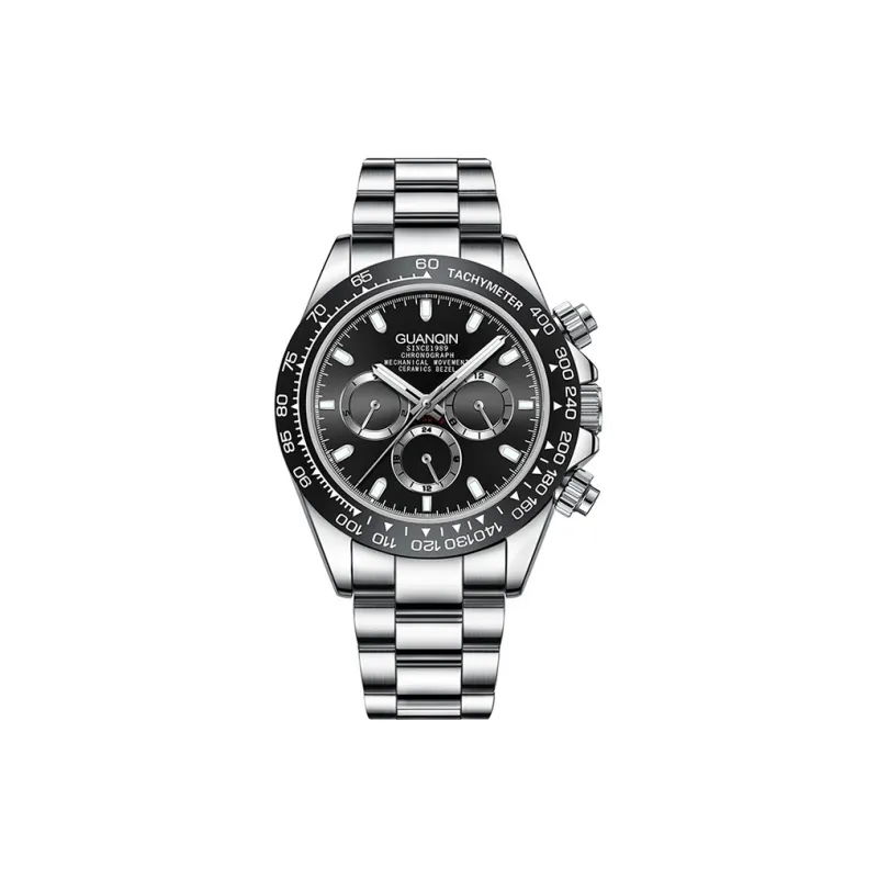 GUANQIN GUANQIN GJ16302 Mechanical Movement Stainless Steel Watchband Watch Men's Watches Black Dial-0