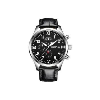 GUANQIN GUANQIN GJ16012 Mechanical Movement Genuine Leather Strap Watch Men's Watches Black Dial