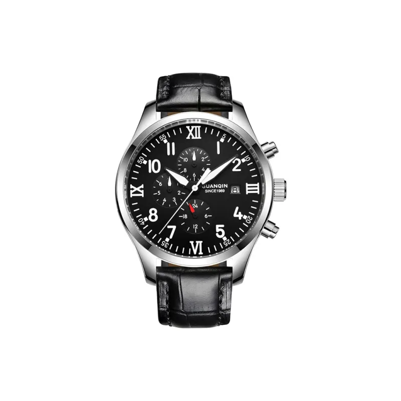 GUANQIN GUANQIN GJ16012 Mechanical Movement Genuine Leather Strap Watch Men's Watches Black Dial-0
