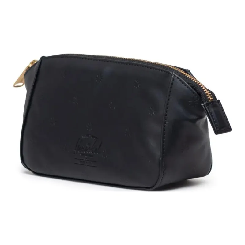 Herschel Litchi Grain Vegan Leather Makeup Bag Small Size Unisex Black-1
