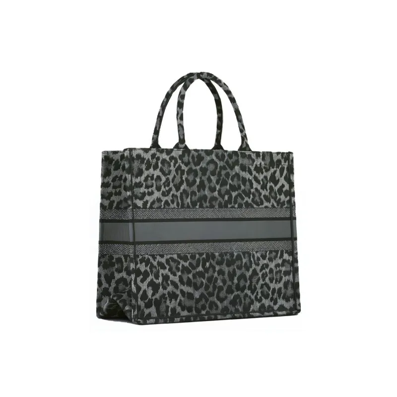 DIOR BookTote Embroidery Tote Bag Shopping Bag Handbag Shoulder Bag Large Size Women's Gray-3