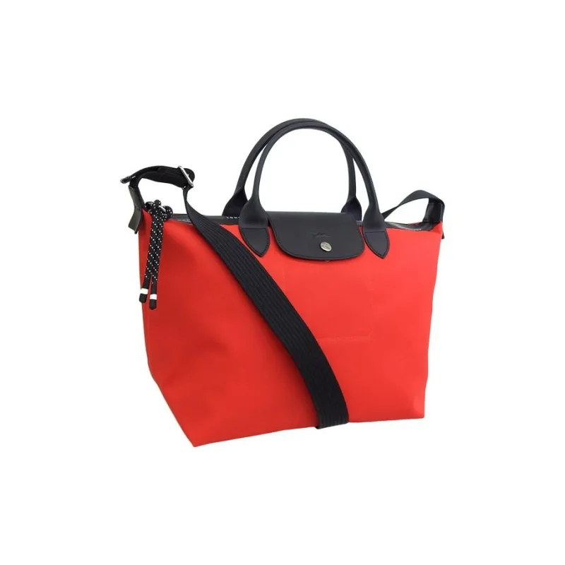 LONGCHAMP Le Pliage Energy Cow Leather Trim Shoulder Bag, Crossbody Bag, Handbag Medium Size Women's Red-2