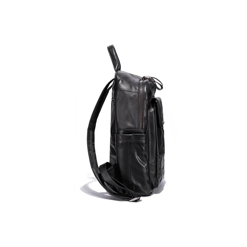 Ace Paul Top Grain Cow Leather Backpack Large Size Unisex Black-2