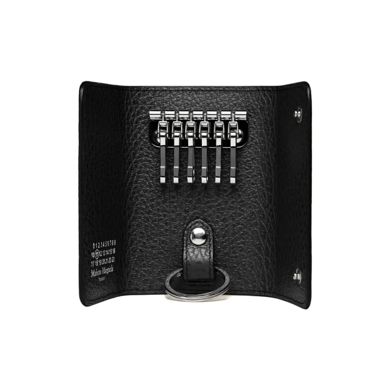 Maison Margiela Grained Cow Leather Key Pouch Women's Black-2