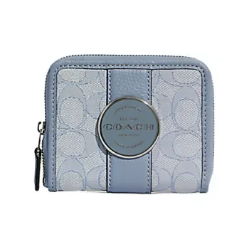 COACH Lonnie Fabric With Leather Wallet Mini Women's Marble Blue
