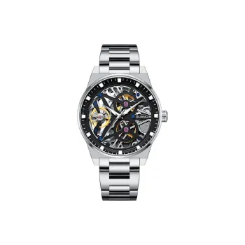 GUANQIN GUANQIN GJ16350 Mechanical Movement Stainless Steel Watchband Watch Men's Watches Black Dial