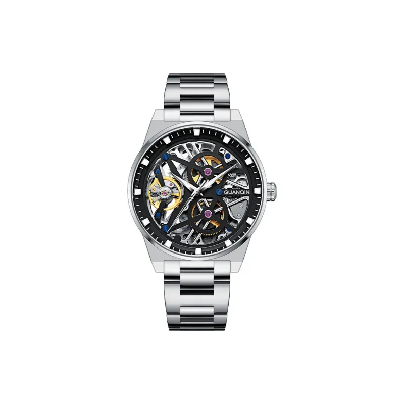 GUANQIN GUANQIN GJ16350 Mechanical Movement Stainless Steel Watchband Watch Men's Watches Black Dial-0