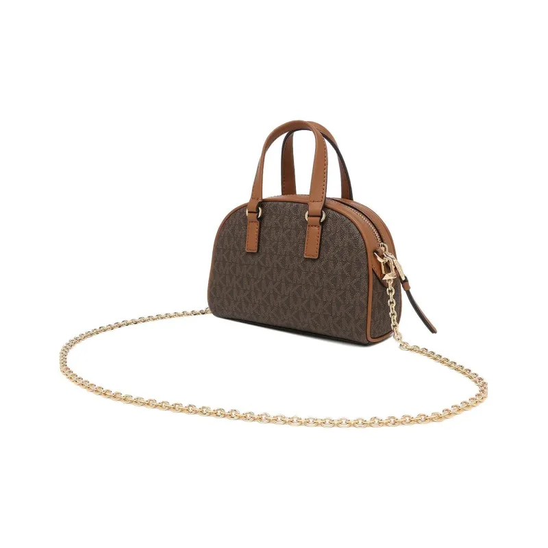 MICHAEL KORS Artificial Leather With Cow Leather Bowling Bag, Handbag, Shoulder Bag, Crossbody Bag Women's Dark Brown-2