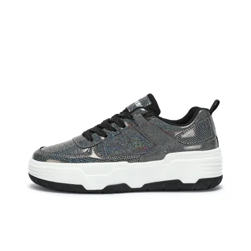 YUEDEMA Low-Top Skateboard Shoes Unisex Dazzle Black