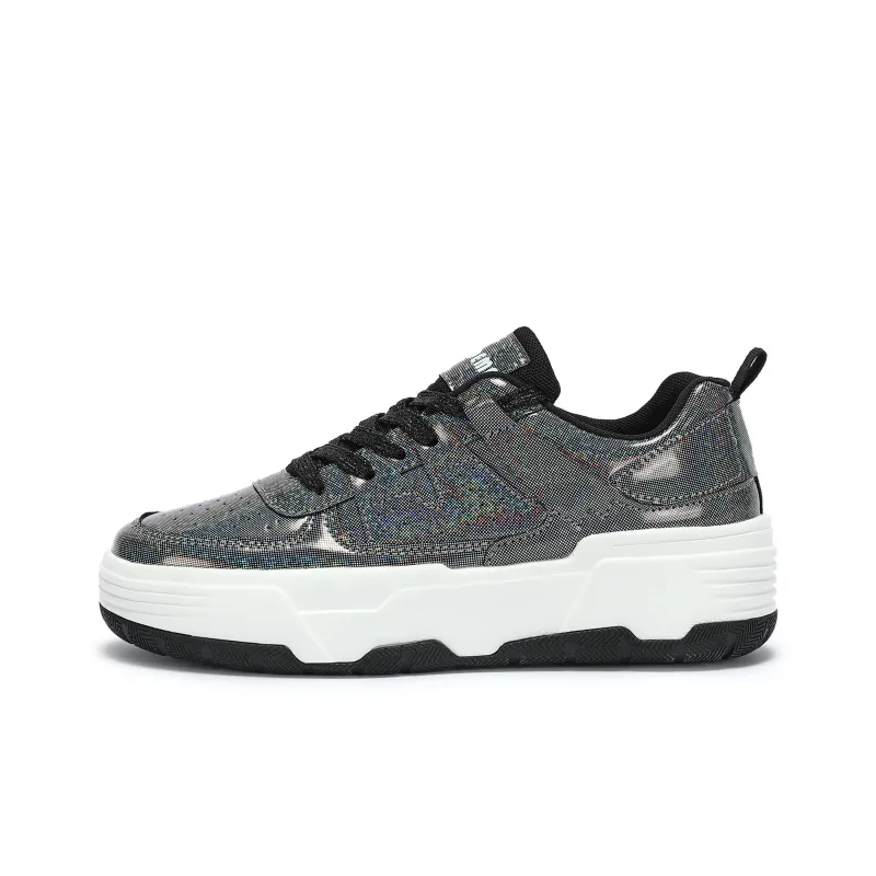 YUEDEMA Low Top Skateboard Shoes Unisex Dazzle Black-0