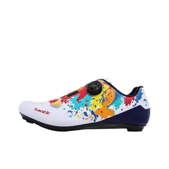 SANTIC Anti-Slip Wear-Resistant Low-Top Cycling Shoes Unisex White Multicolor Picasso