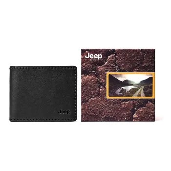 Jeep Soft Top Grain Cow Leather Leather Clip Wallet Regular Men's Black