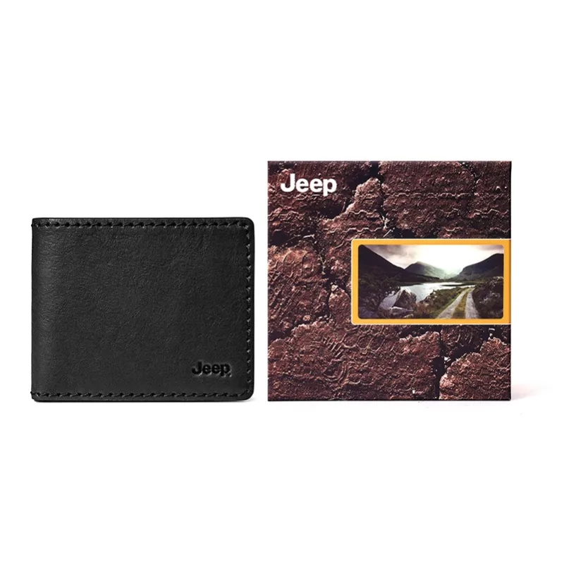 Jeep Soft Top Grain Cow Leather Leather Clip Wallet Regular Men's Black-0