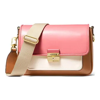 MICHAEL KORS Bradshaw Cow Leather Shoulder Bag Crossbody Bag Medium Size Women's Acorn Brown & Pink