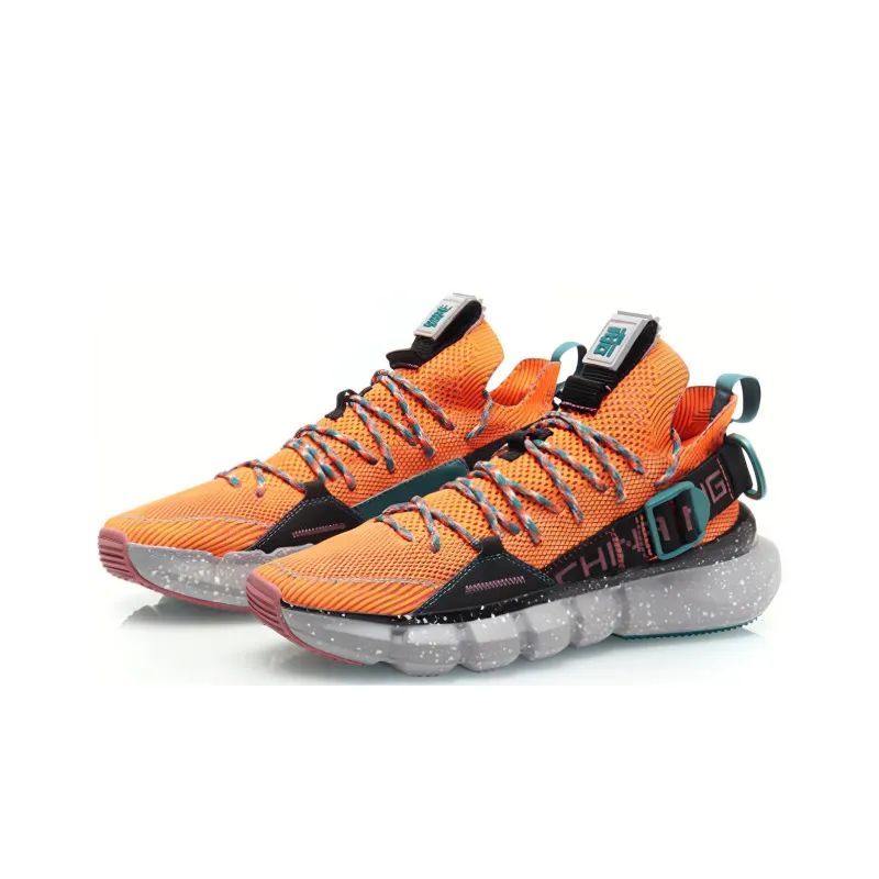 LiNing Vintage Basketball Shoes Men Low-Top Orange/Black/White-3