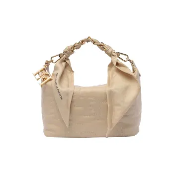 Elisabetta Franchi Logo Embroidered Scarf Chain Link Tote Bag