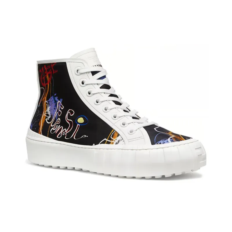 FENDI Fendi Force High Top Stylish Skateboarding Shoes Men's White-2