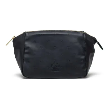 Herschel Litchi Grain Vegan Leather Toiletry Bag Unisex Black