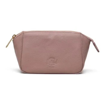 Herschel Litchi Grain Vegan Leather Makeup Bag Small Size Unisex Gray Rose