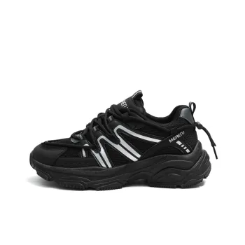 Meiretu Anti-Slip Wear-Resistant Low-Top Chunky Sneakers Men's Black
