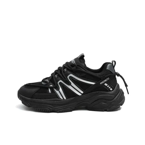 Meiretu Chunky Sneakers Men Low-Top Black