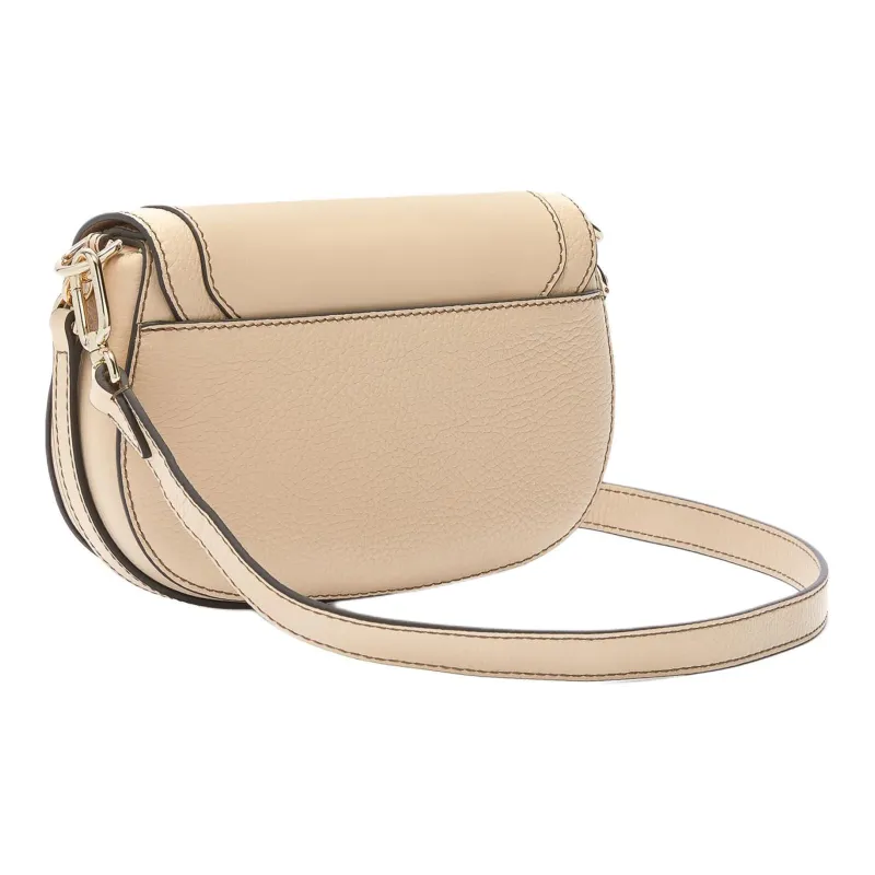 Furla Club 2 Leather Saddle Bag Shoulder Bag Crossbody Bag Small Size Women's Beige-1