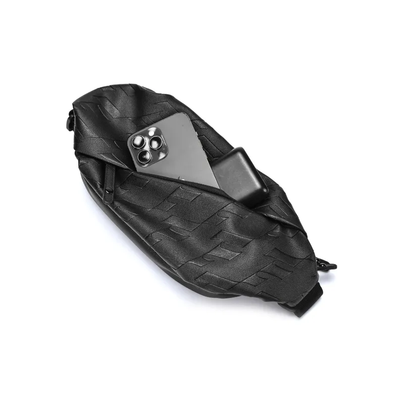 ONRF PVC Crossbody One Shoulder Sling Bag Regular Unisex Cool Black-3