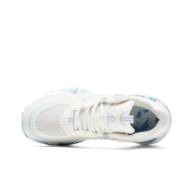 PEAK Lanying Basketball Shoes Women's Low Top Ecru/Moon Blue-3
