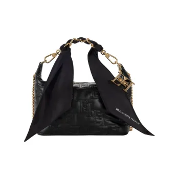Elisabetta Franchi Logo Embroidered Scarf Chain Link Tote Bag