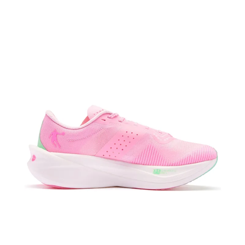 QIAODAN Flying Shadow PB4.0 Cushioning, Wear Resistant Low Top Running Shoes Men's Cherry Blossom Pink Aurora Green-1