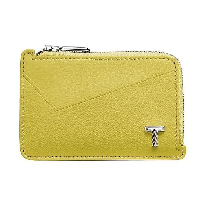 TIFFANY & CO. Tiffany T Goatskin Card Holder Women's Yellow Water-0