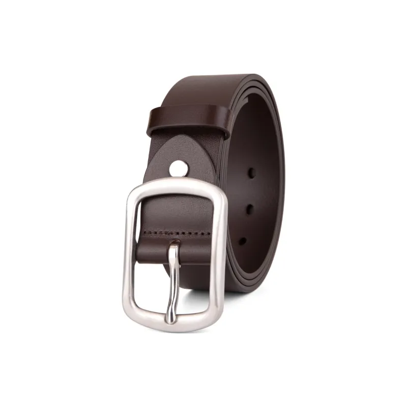 Cows Reign Business Stainless Steel Cross Pin Buckle Genuine Leather Belts Men's-2