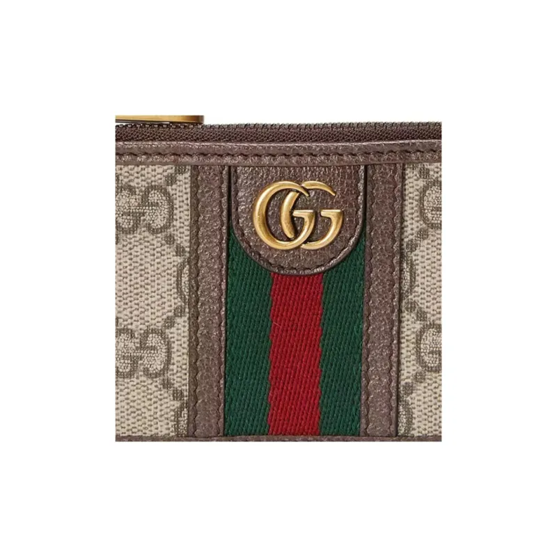GUCCI Ophidia Canvas Leather Trim Card Holder Coin Purse Regular Men's Brown/Ebony-4