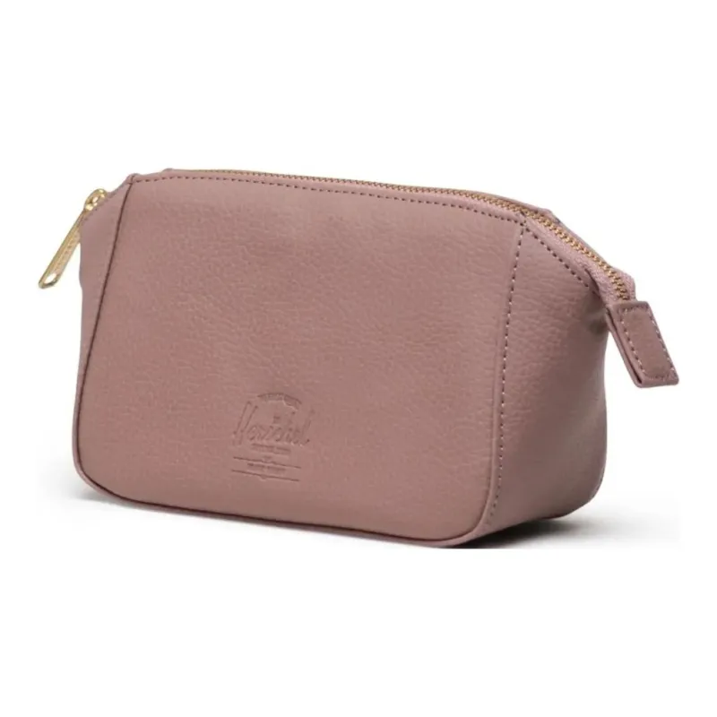 Herschel Litchi Grain Vegan Leather Makeup Bag Small Size Unisex Gray Rose-1