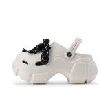 2314-1 White Black Shoelace Clogs