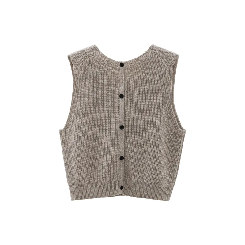 Fstudio Knitted Fabric Vest Women's Oat-1