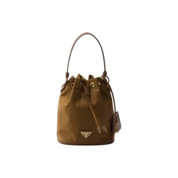 PRADA Re-Edition Fabric With Leather Bucket Bag Handbag Shoulder Bag Crossbody Bag Mini Women's Wooden Brown