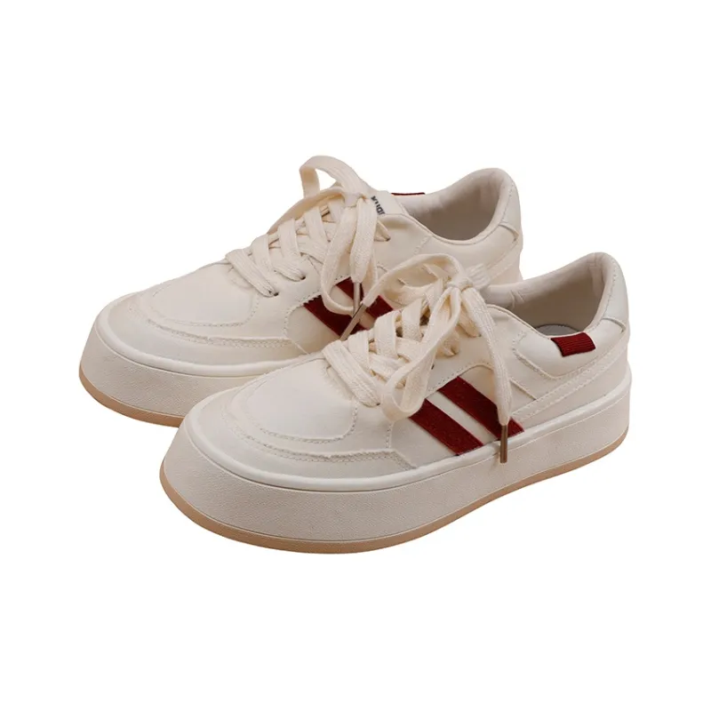 MINGKUANG Canvas Shoes Women's Low Top Pink/Green/White/Red-16